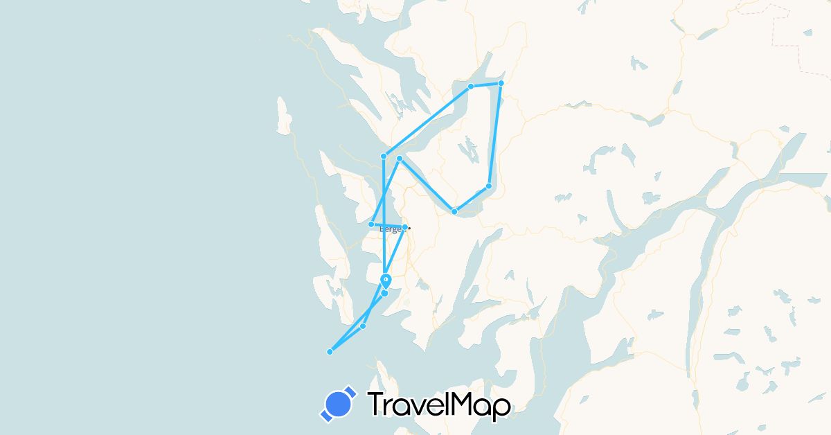 TravelMap itinerary: driving, boat in Norway (Europe)